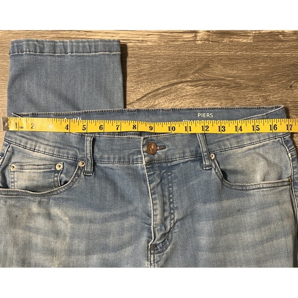 Mugsy Piers Straight Leg Light Wash Blue Jeans 4 Way Stretch, Size 34x32 (34x31) - Picture 8 of 16